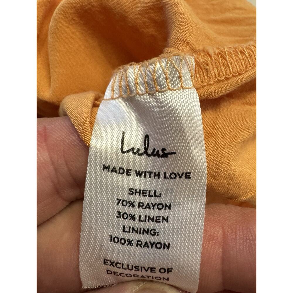 Lulus Feel the Sunshine Orange Linen Blend Tassel Mini Dress Size Small - Picture 4 of 6